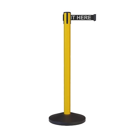 Montour Line Stanchion Belt Barrier Yellow Post 9ft. Black Wait.Belt ES400C-YW-PLEAWBW-90